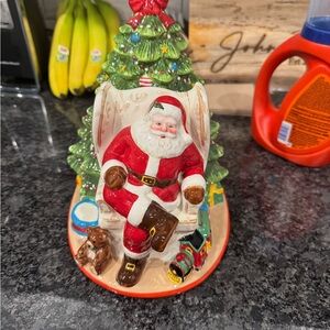 Jolly Santa Claus with Christmas Tree Figurine